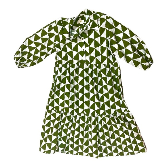 Anthropologie Maeve Betina Tiered Shirtdress Sz 1X Moss 100% Cotton - Picture 3 of 6